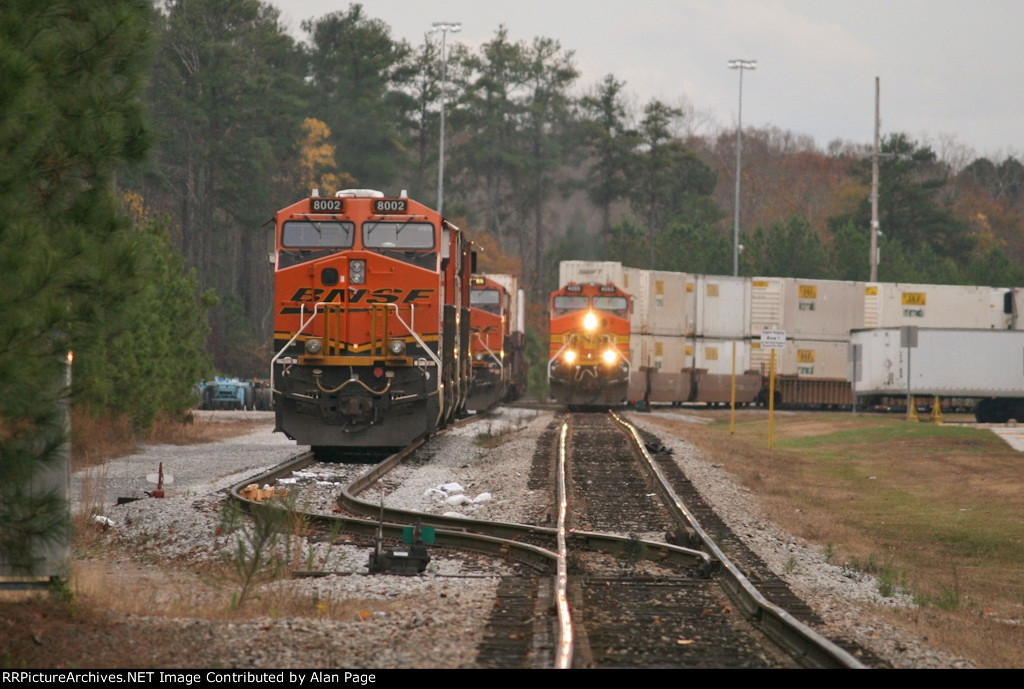 With BNSF 4086 behind, 8002 sits ready